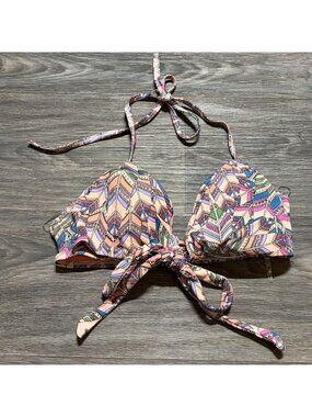 Urban Sea Flutter Bra Bikini Top Small Feather Boho Peach Blue Pink Geometric